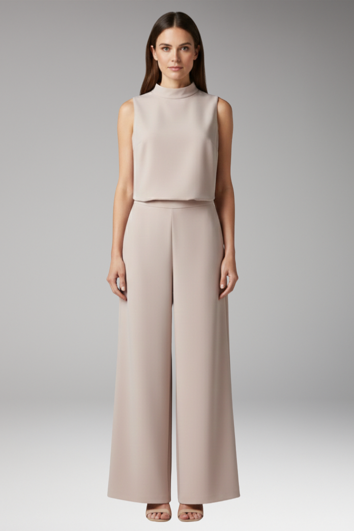 Women's Summer Jumpsuit | High Collar & Wide-Leg Sleeveless Design