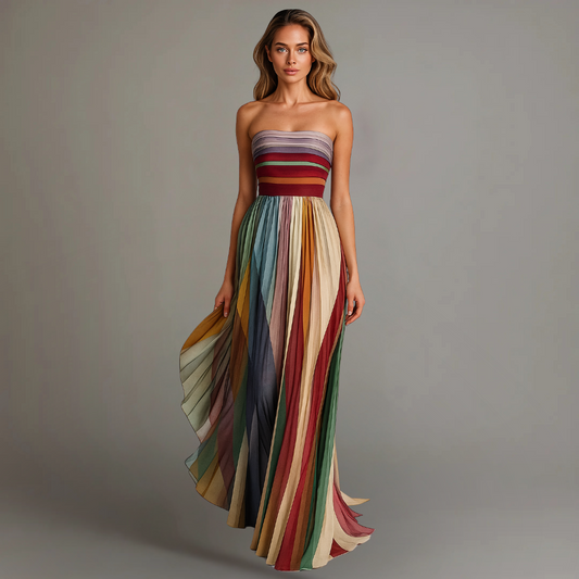 Women's Summer Maxi Dress | Vibrant Stripe & Flowing Elegance