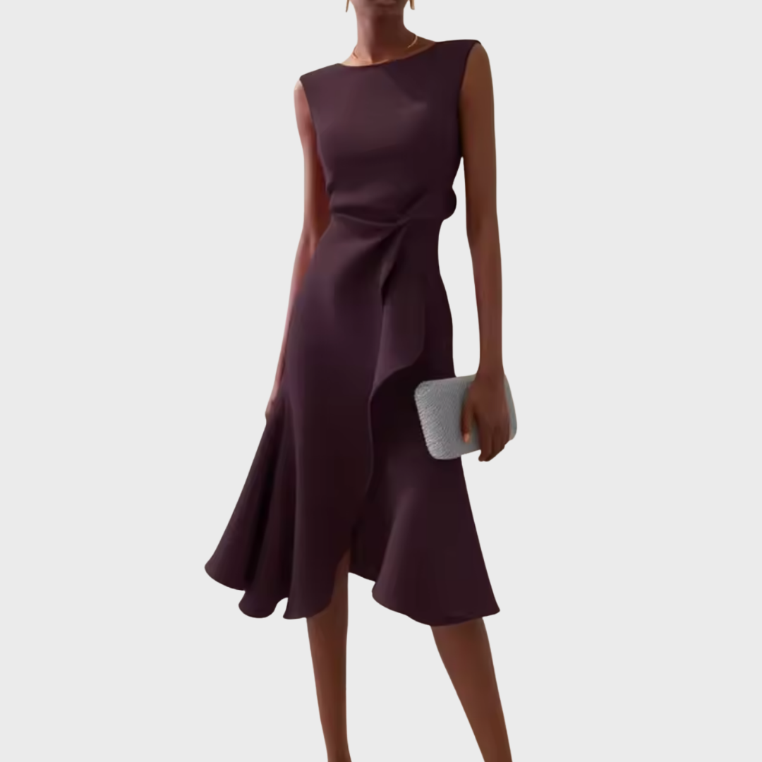 Women's Summer Midi Dress | Asymmetric Draped & Flattering Silhouette