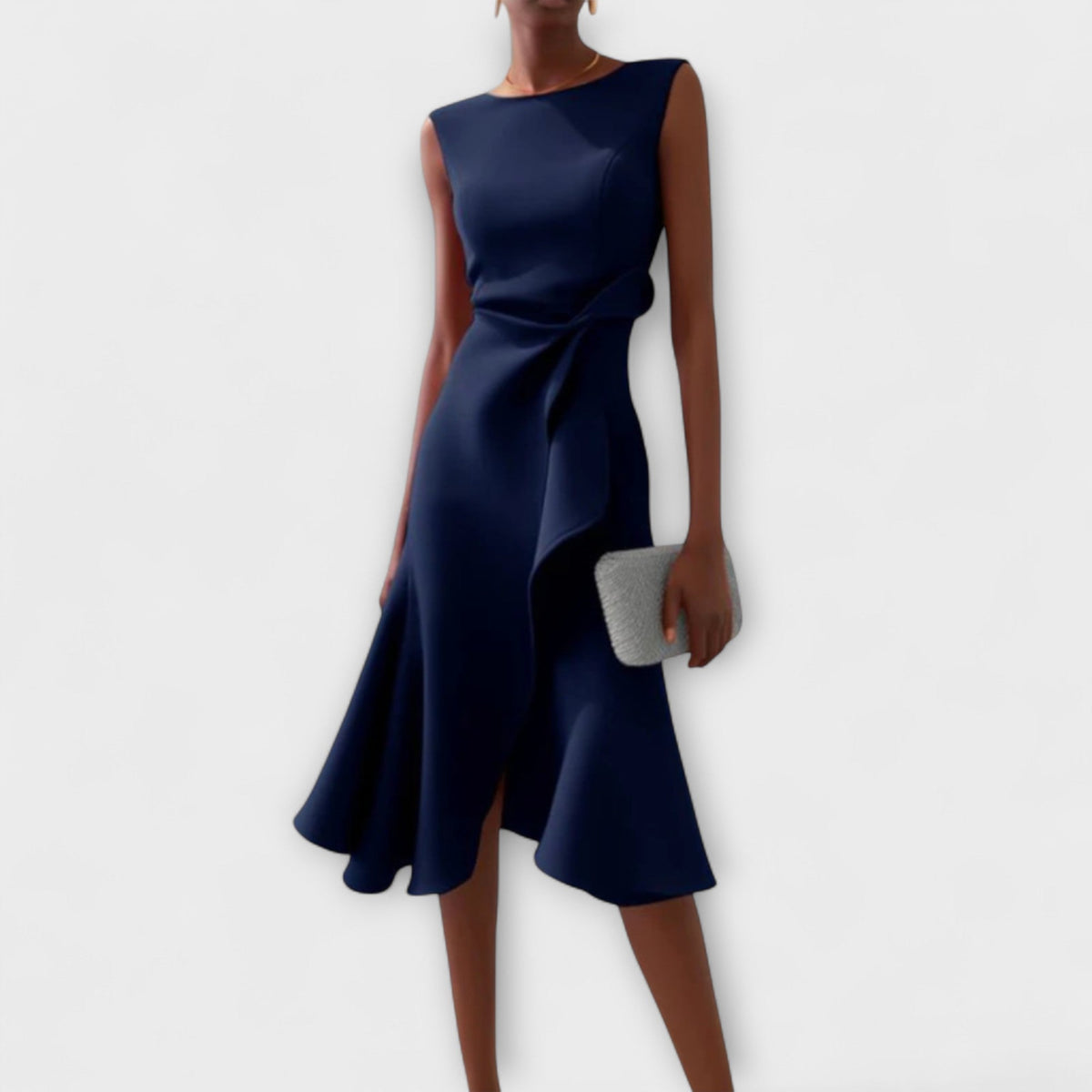 Women's Summer Midi Dress | Asymmetric Draped & Flattering Silhouette
