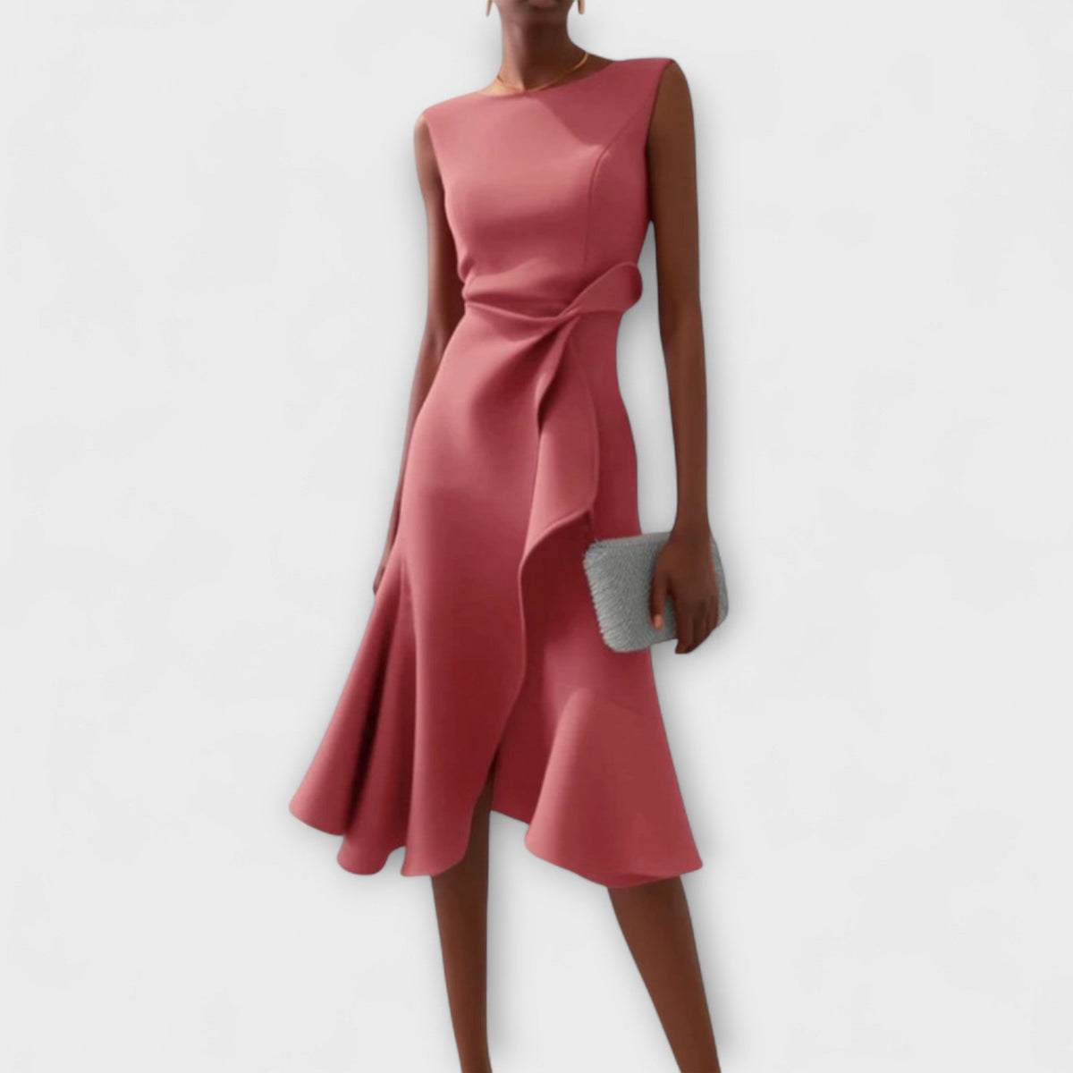 Women's Summer Midi Dress | Asymmetric Draped & Flattering Silhouette