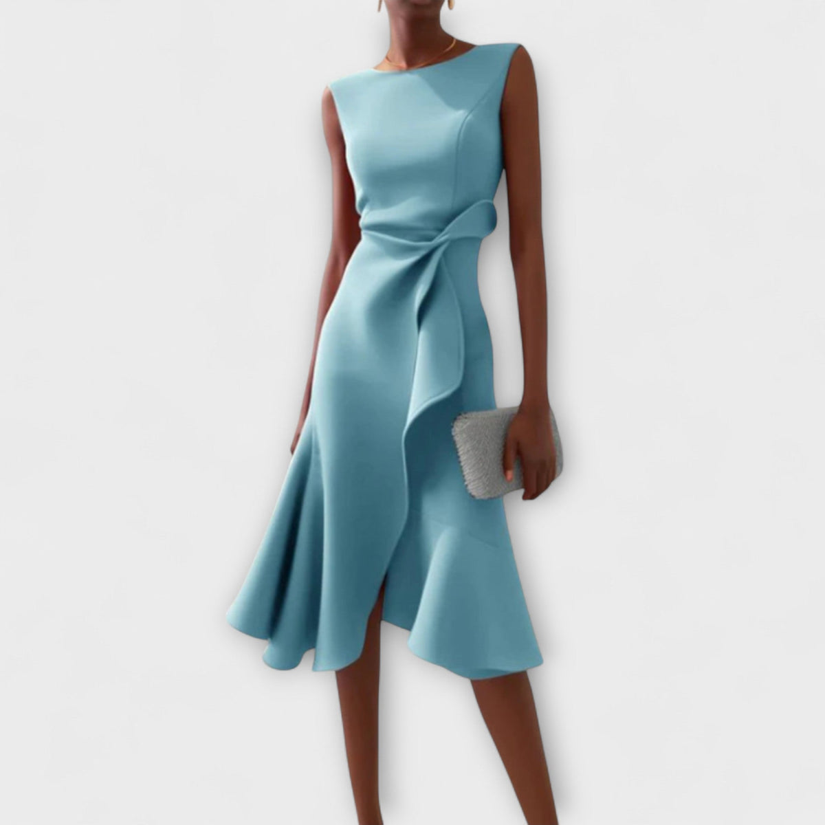 Women's Summer Midi Dress | Asymmetric Draped & Flattering Silhouette
