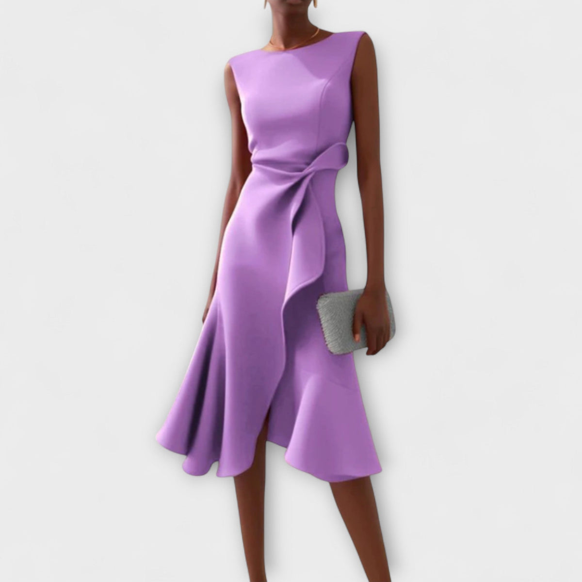 Women's Summer Midi Dress | Asymmetric Draped & Flattering Silhouette