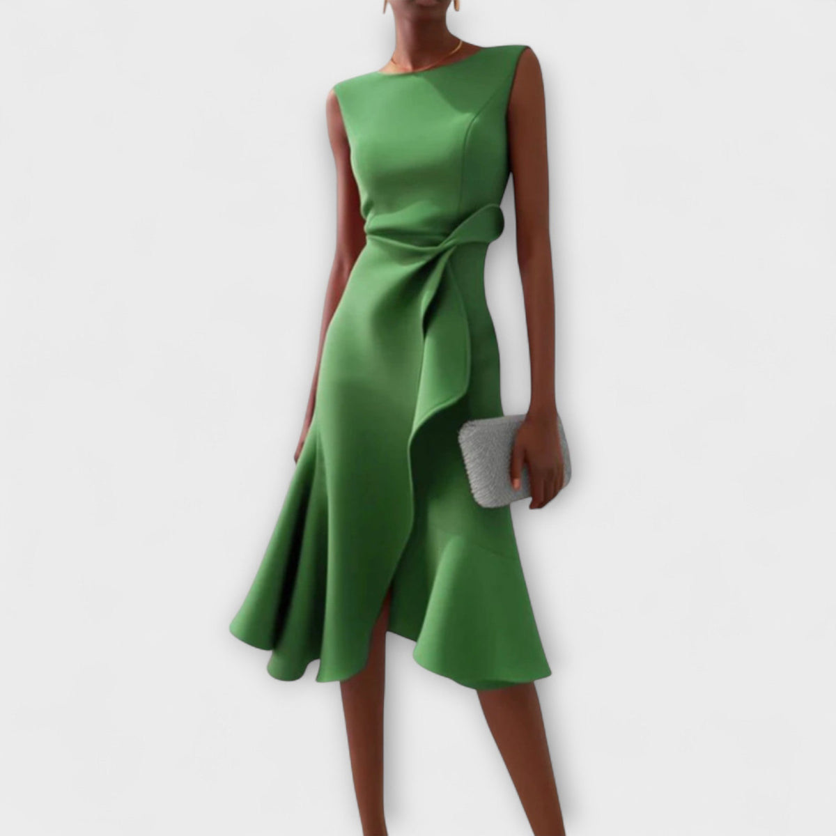 Women's Summer Midi Dress | Asymmetric Draped & Flattering Silhouette