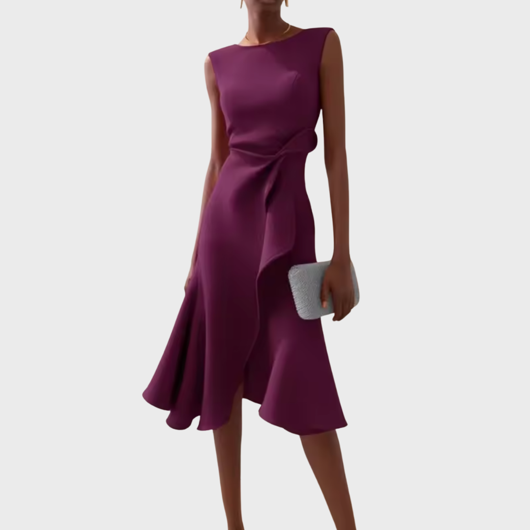Women's Summer Midi Dress | Asymmetric Draped & Flattering Silhouette