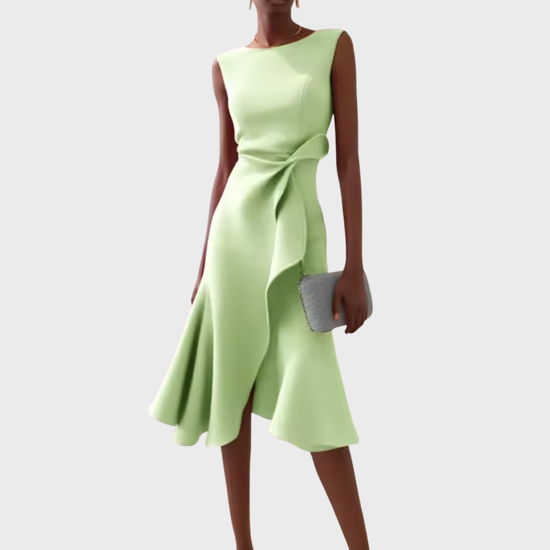 Women's Summer Midi Dress | Asymmetric Draped & Flattering Silhouette