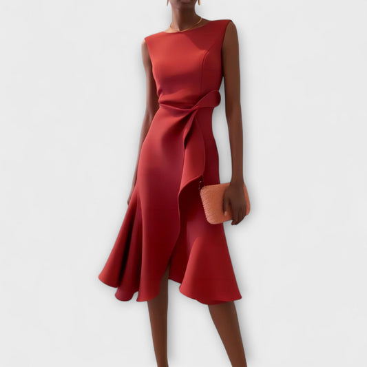 Women's Summer Midi Dress | Asymmetric Draped & Flattering Silhouette