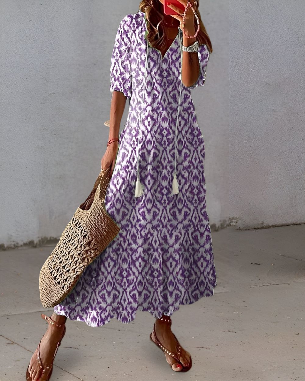 Women's Summer Midi Dress | Boho Print & Flowy Relaxed Fit