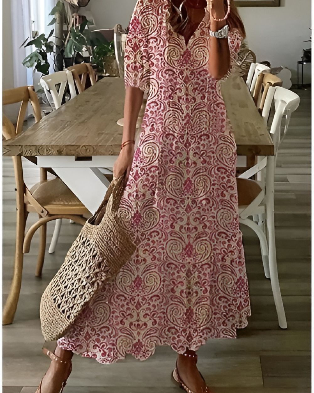 Women's Summer Midi Dress | Boho Print & Flowy Relaxed Fit