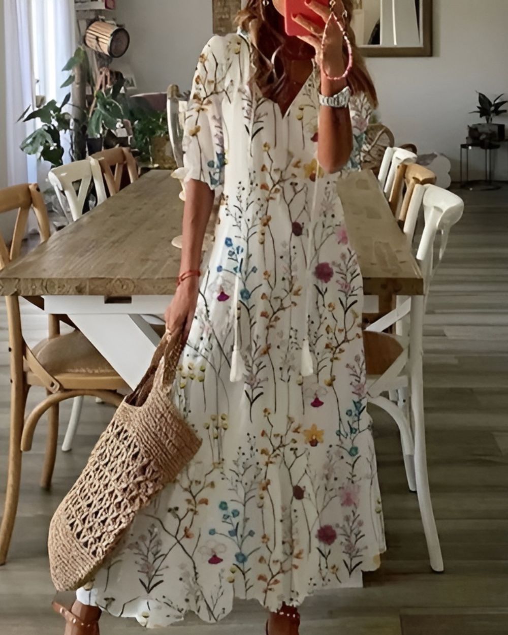 Women's Summer Midi Dress | Boho Print & Flowy Relaxed Fit