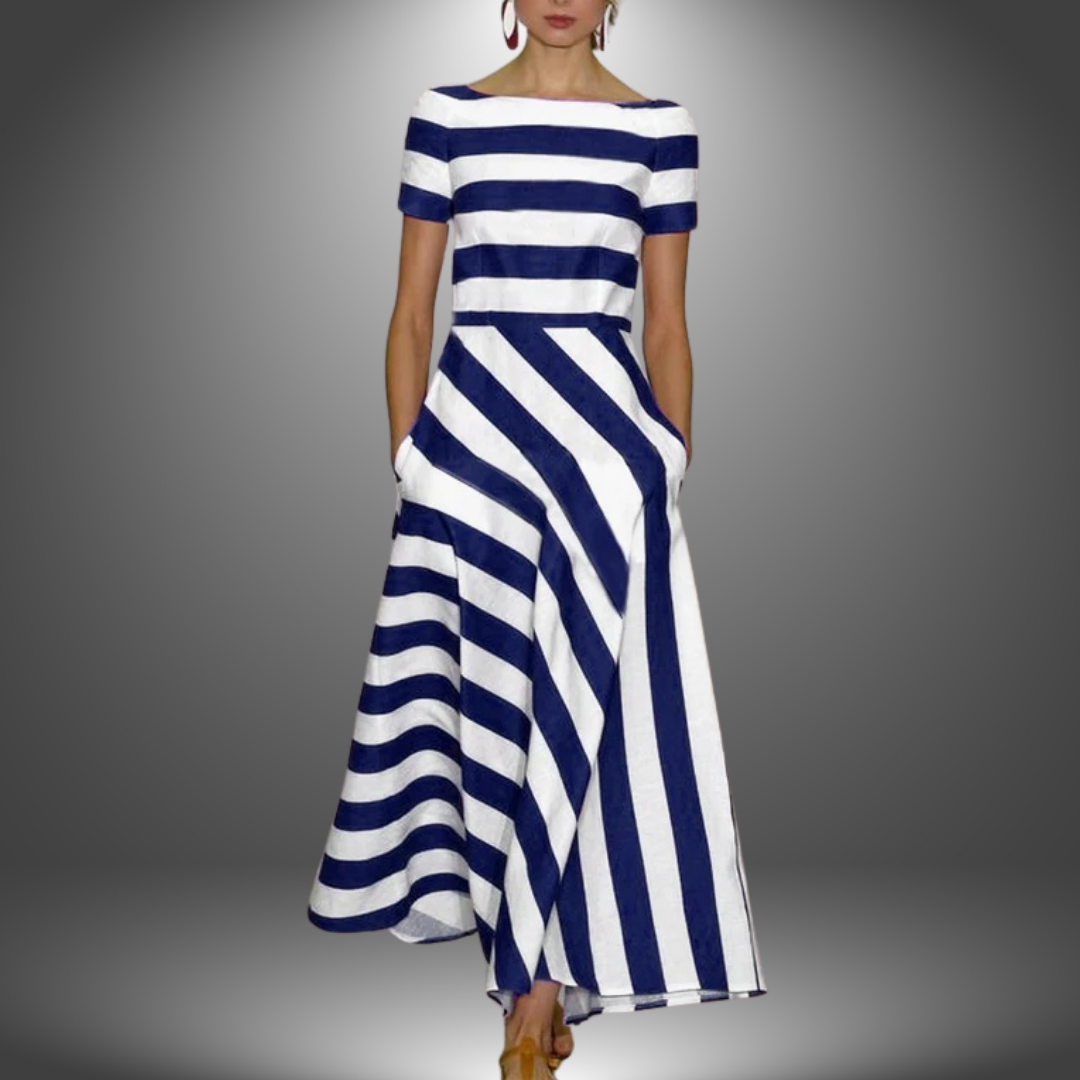 Women's Summer Midi Dress | Bold Stripe Design & Flattering A-Line Silhouette