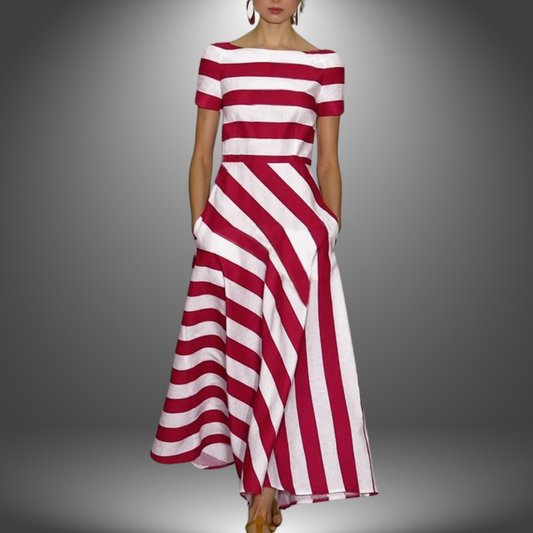 Women's Summer Midi Dress | Bold Stripe Design & Flattering A-Line Silhouette