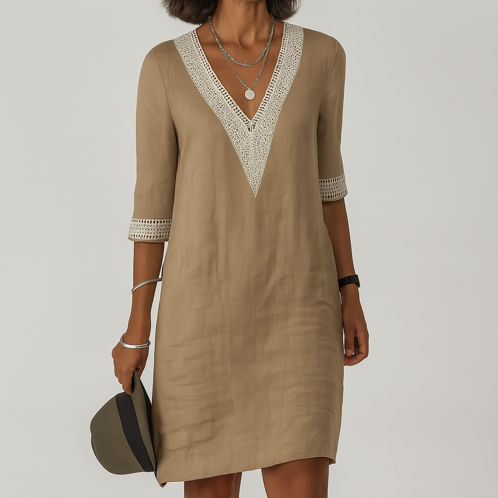 Women's Summer Midi Dress | Crochet Detail & Relaxed Elegant Fit