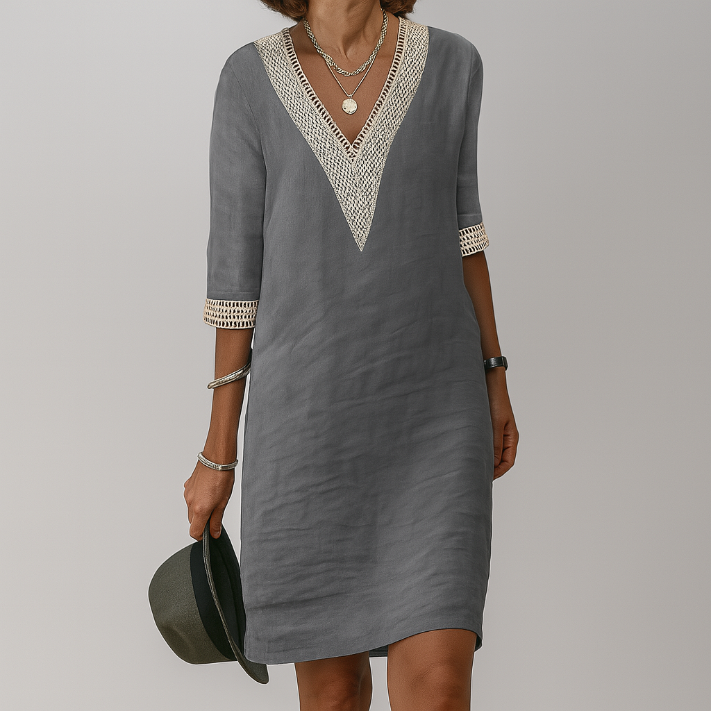 Women's Summer Midi Dress | Crochet Detail & Relaxed Elegant Fit