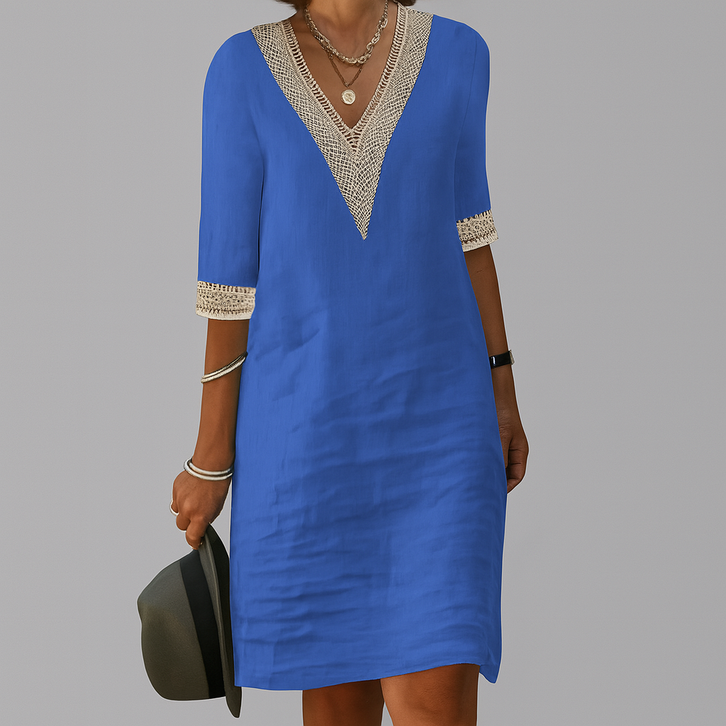 Women's Summer Midi Dress | Crochet Detail & Relaxed Elegant Fit