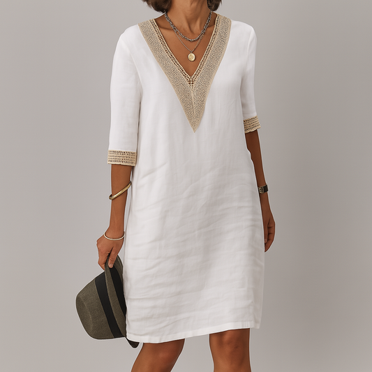 Women's Summer Midi Dress | Crochet Detail & Relaxed Elegant Fit