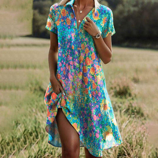 Women's Summer Midi Dress | Floral Print & Flowy Bohemian Style