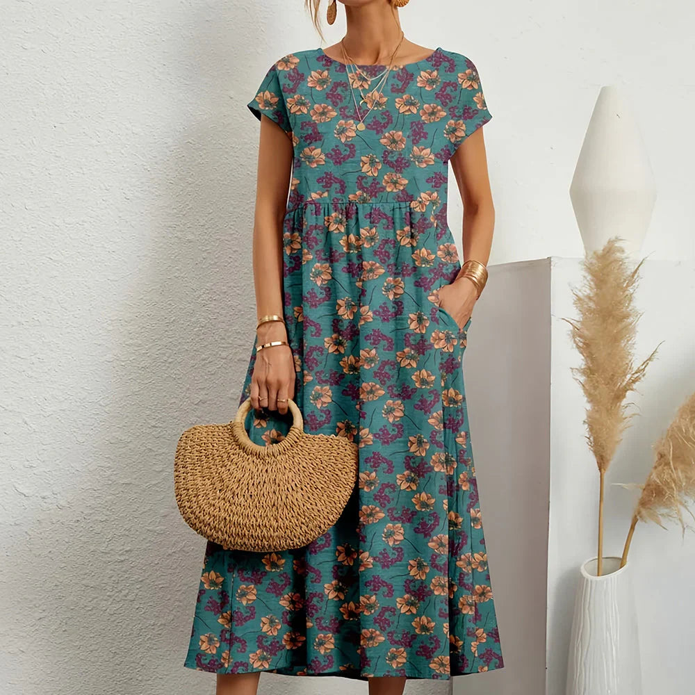 Women's Summer Midi Dress | Floral Print & Relaxed Everyday Style