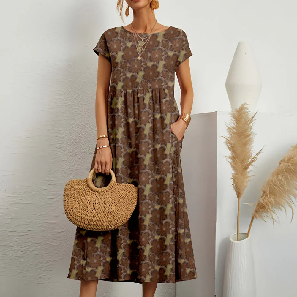 Women's Summer Midi Dress | Floral Print & Relaxed Everyday Style