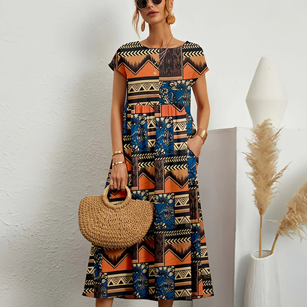 Women's Summer Midi Dress | Floral Print & Relaxed Everyday Style