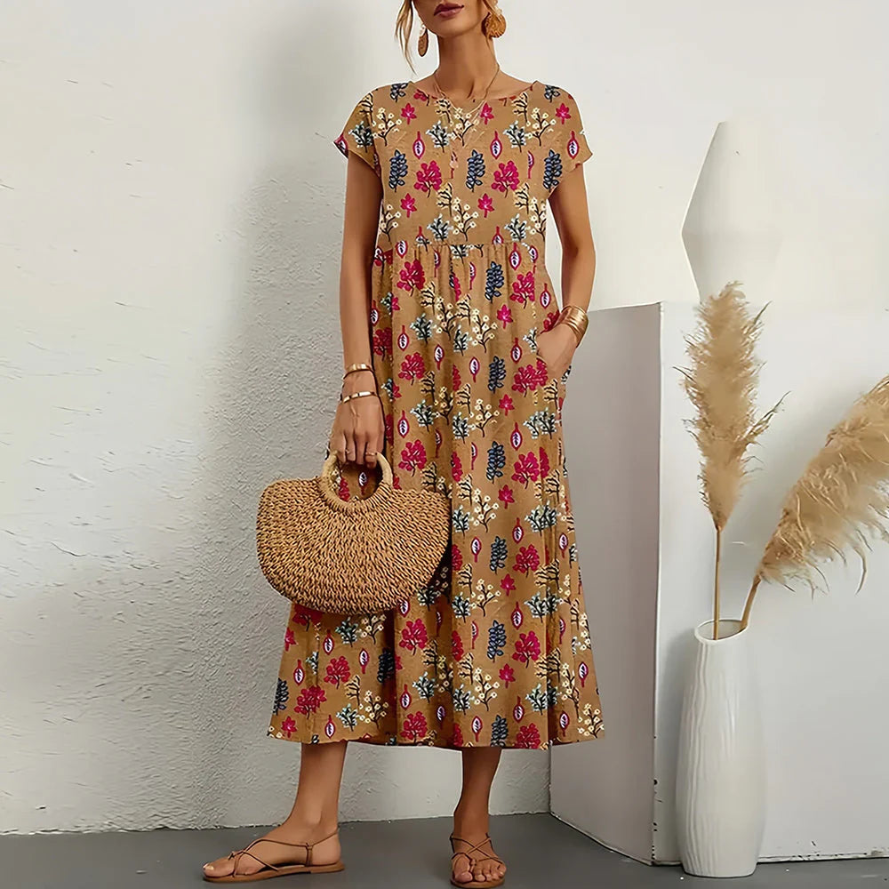 Women's Summer Midi Dress | Floral Print & Relaxed Everyday Style