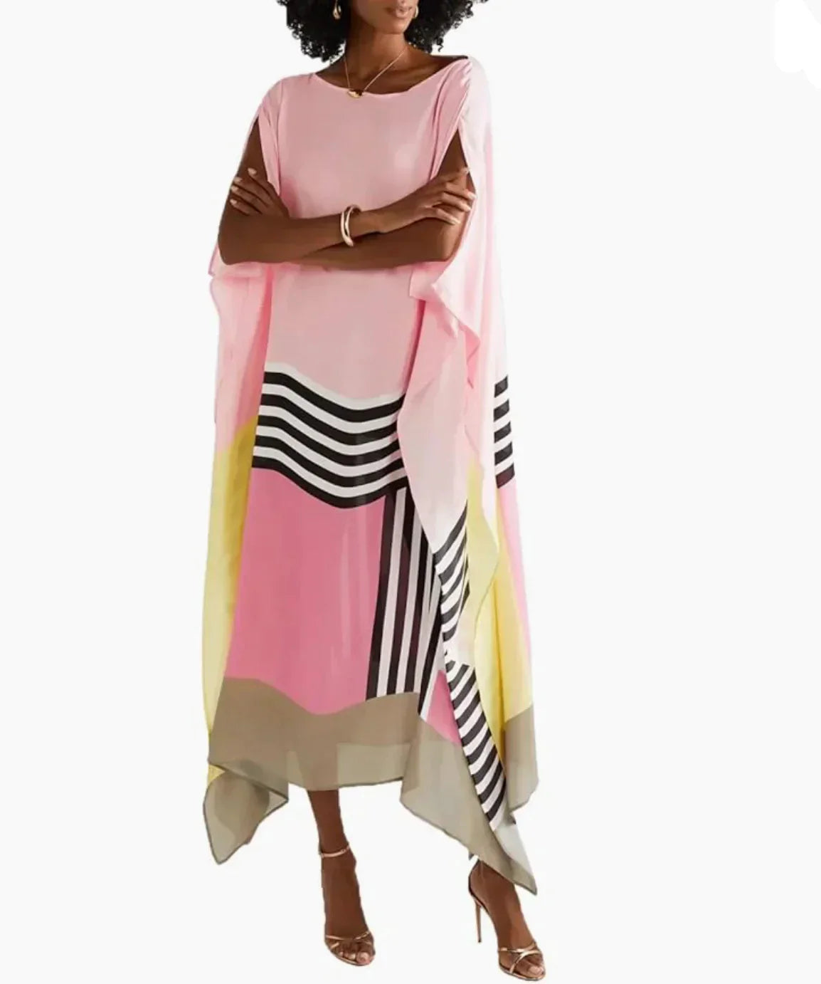 Women's Summer Midi Dress | Flowing Kaftan Silhouette