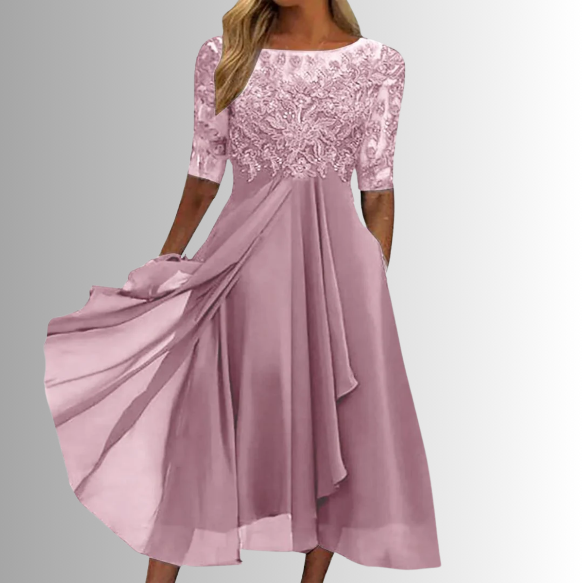Women's Summer Midi Dress | Lace Detail & Elegant Flowing Skirt