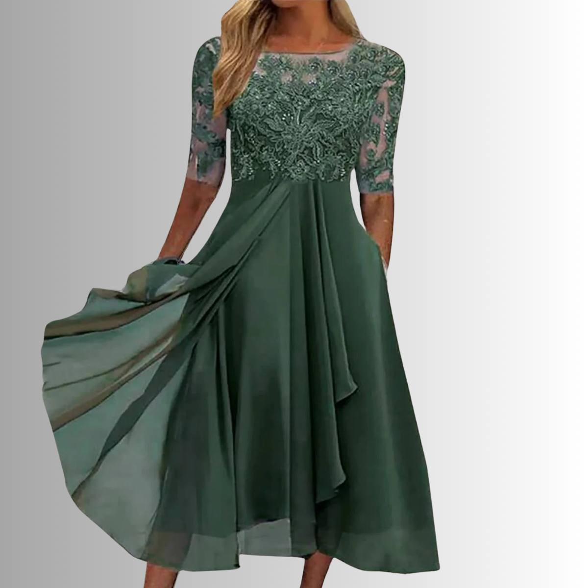 Women's Summer Midi Dress | Lace Detail & Elegant Flowing Skirt