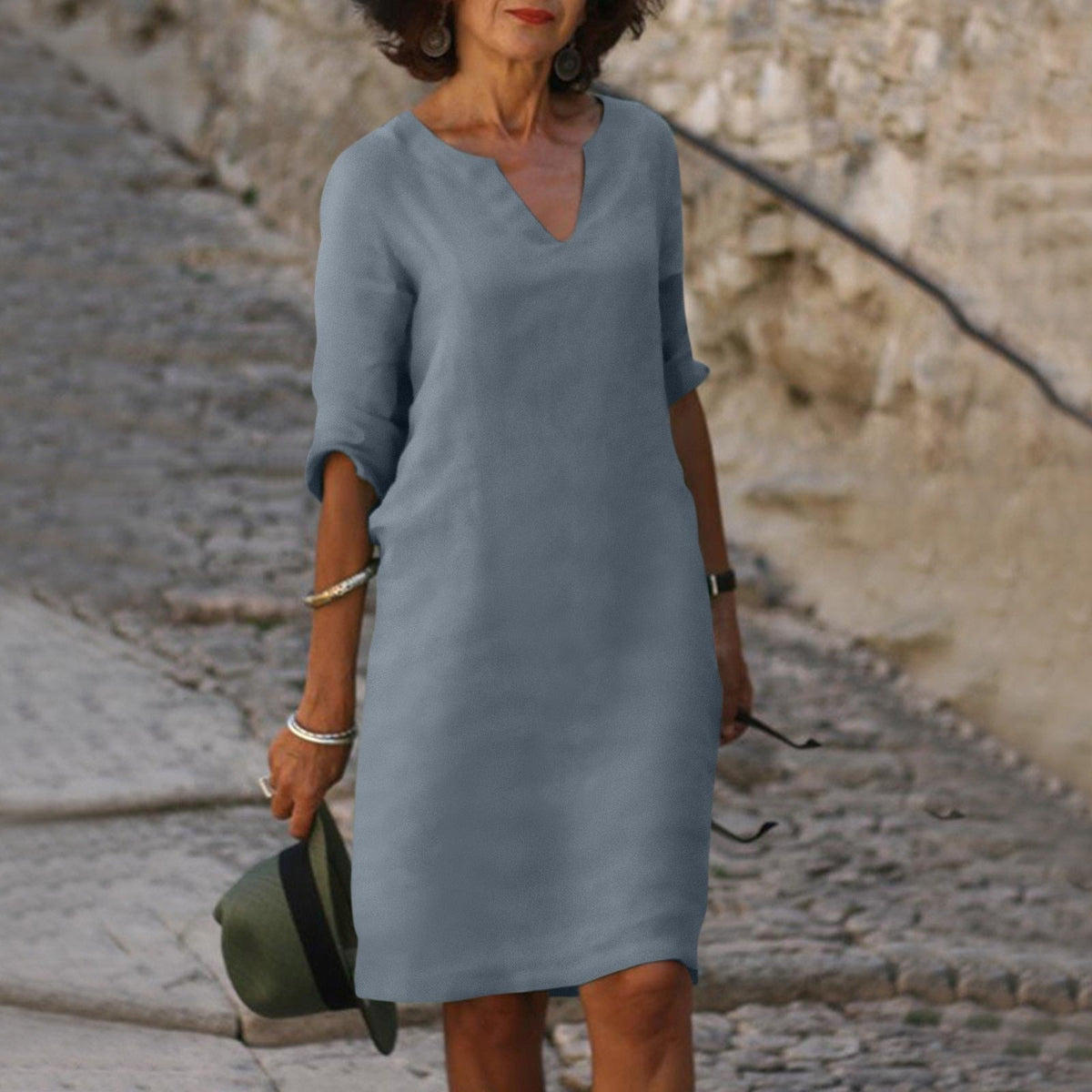 Women's Summer Midi Dress | V-Neck Relaxed Fit
