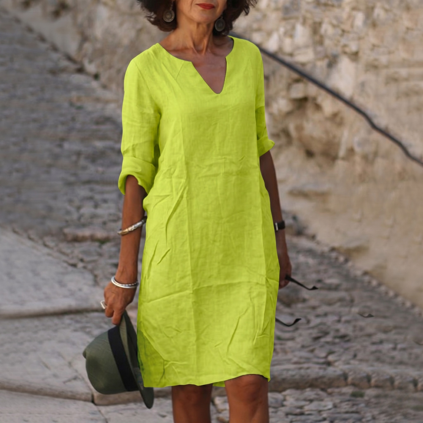 Women's Summer Midi Dress | V-Neck Relaxed Fit