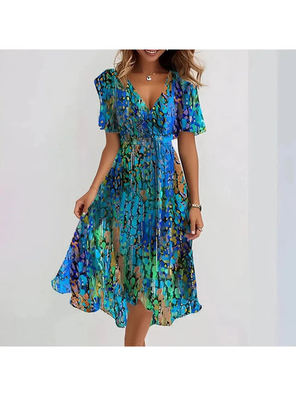 Women's Summer Midi Dress | Vibrant Print & Feminine Flowy Fit