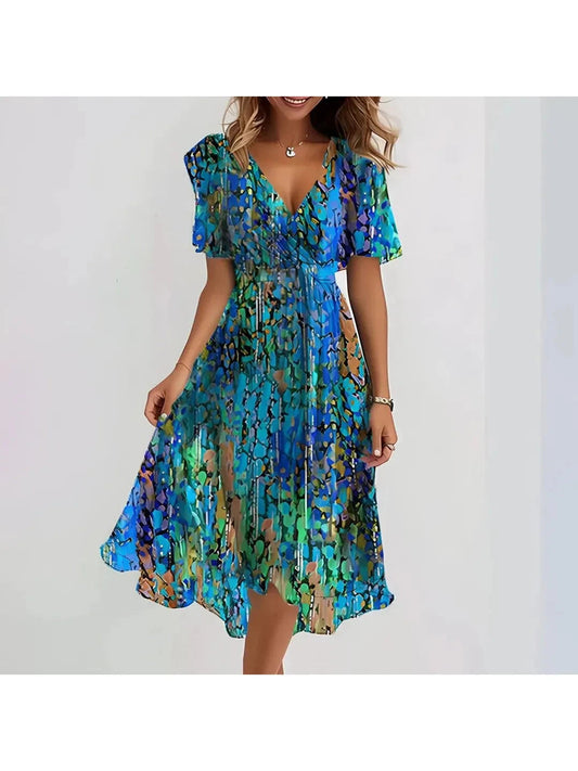 Women's Summer Midi Dress | Vibrant Print & Feminine Flowy Fit