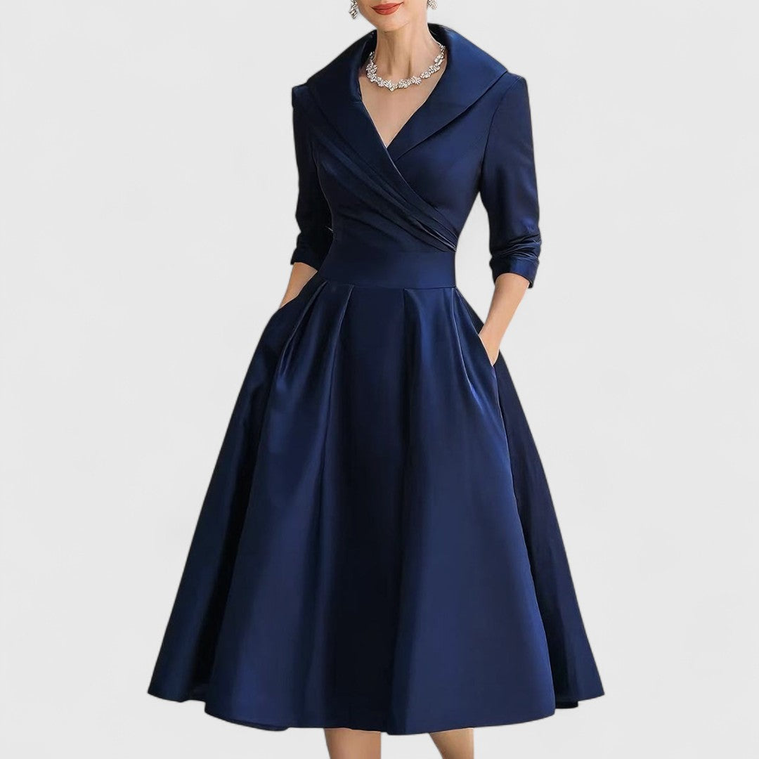 Women's Summer Midi Dress | Vintage Flared Skirt & Elegant V-Neckline
