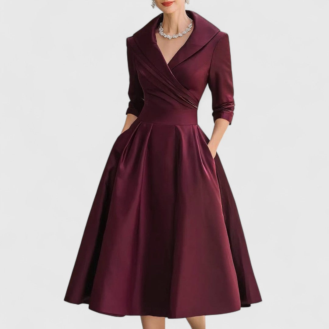 Women's Summer Midi Dress | Vintage Flared Skirt & Elegant V-Neckline