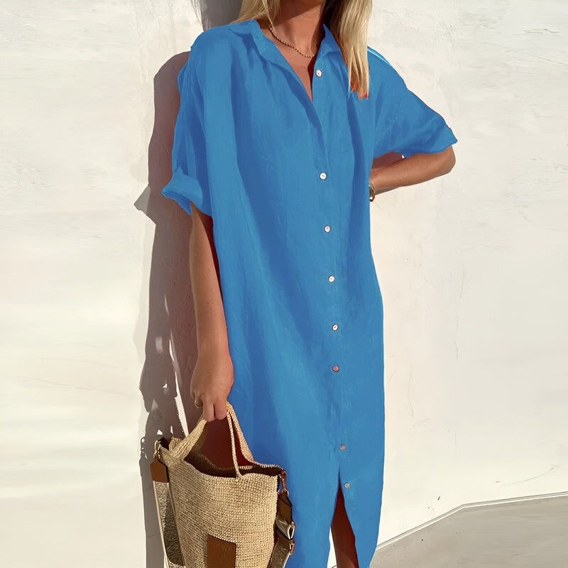 Women's Summer Shirt Dress | Breathable & Relaxed Midi