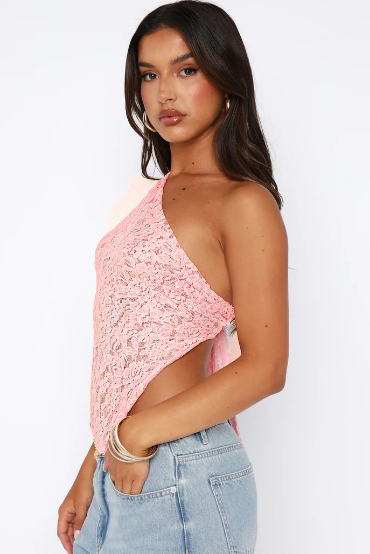 Women's Summer Top | One-Shoulder & Lace Detail