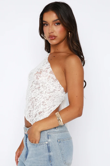 Women's Summer Top | One-Shoulder & Lace Detail
