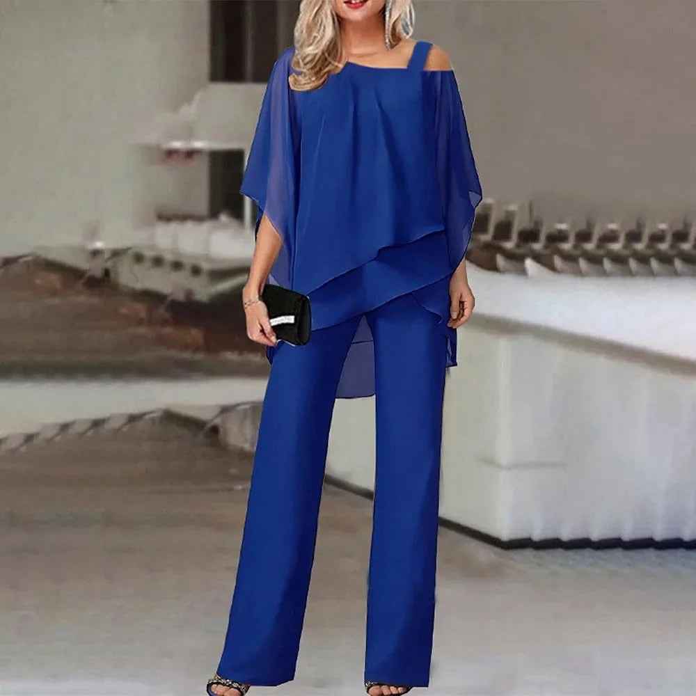 Women's Summer Two Piece Set | Asymmetric Cold-Shoulder Top