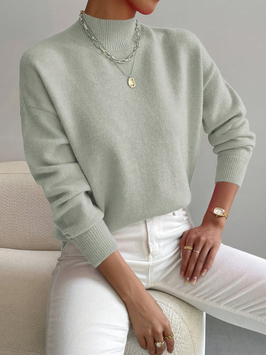 Women's Sweater | Crew Neck Ribbed Cuff