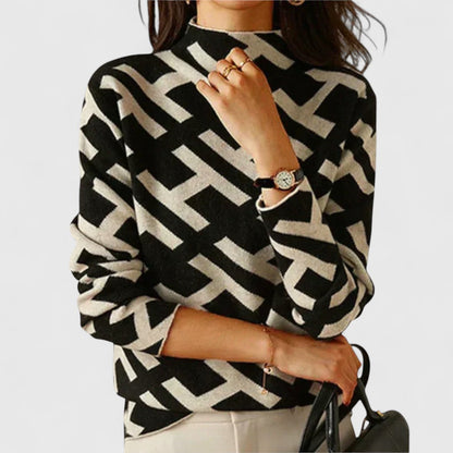 Women's Sweater | High Neck & Patterned Design