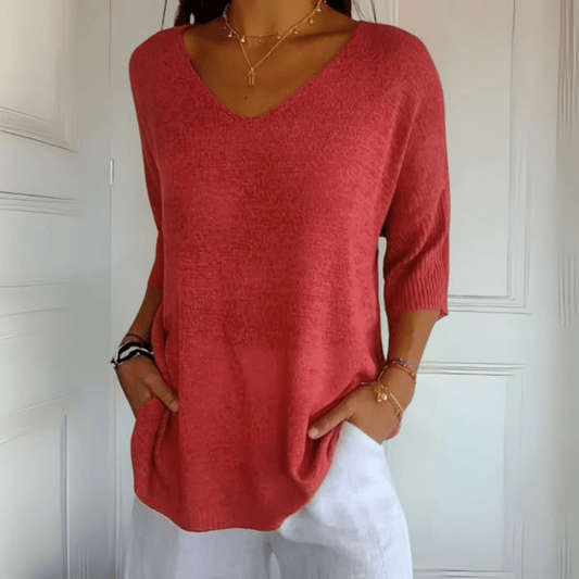 Women's Sweater | V-Neck Relaxed Silhouette