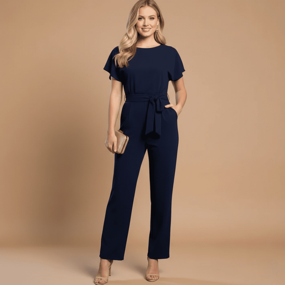Women's Tie Waist Jumpsuit | Elegant Wide Leg Batwing Occasion