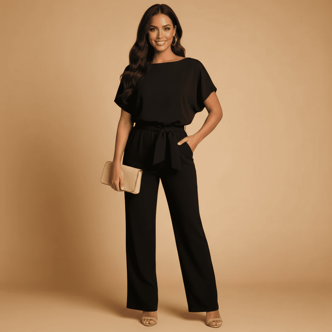 Women's Tie Waist Jumpsuit | Elegant Wide Leg Batwing Occasion