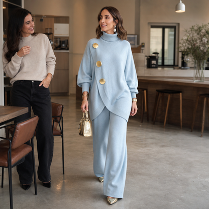 Women's Turtleneck Sweater Set | Wide-Leg & Coordinated