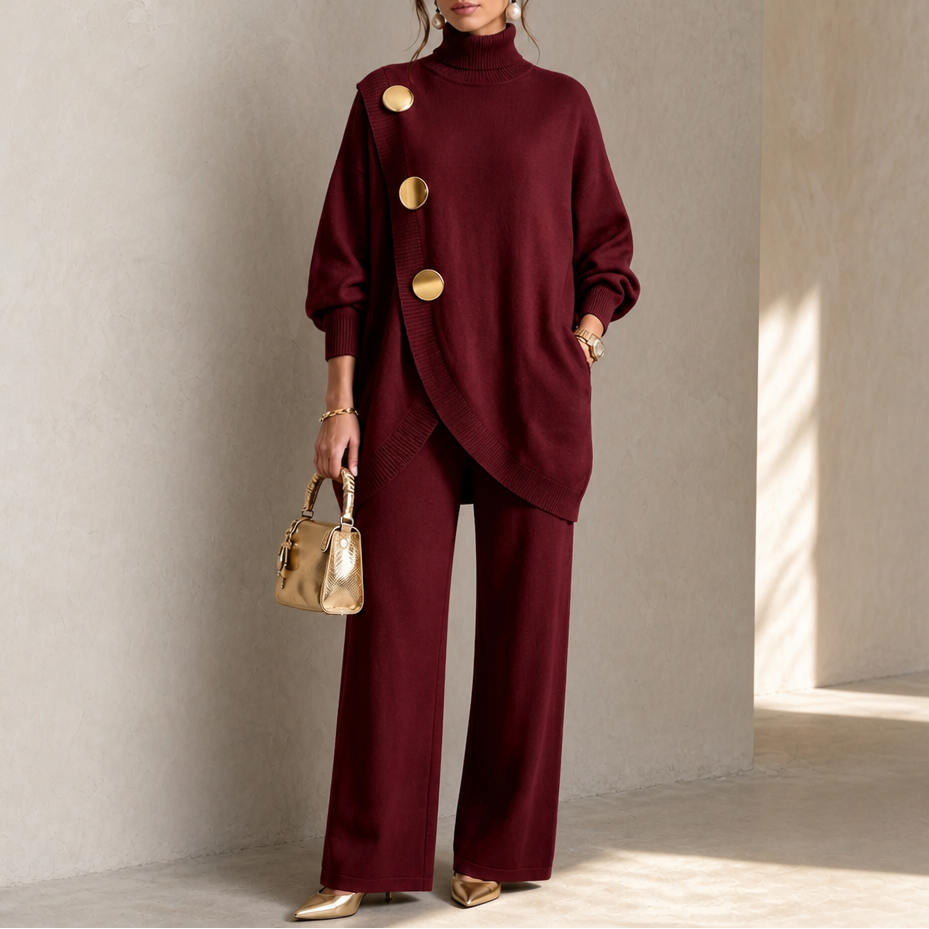 Women's Turtleneck Sweater Set | Wide-Leg & Coordinated