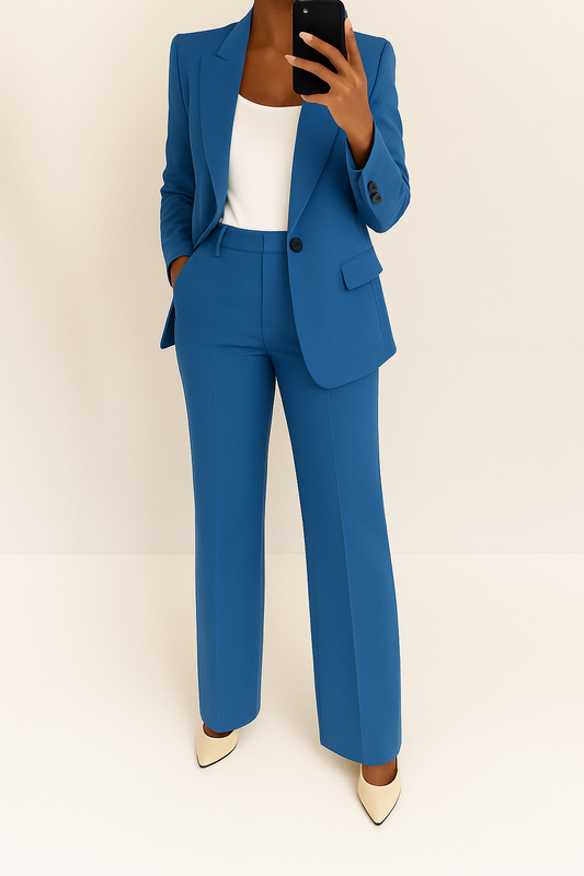 Women's Two Piece Set | Peak Lapel & Wide Leg Trousers