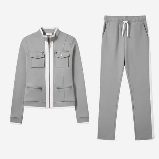 Women's Two Piece Set | Zip-Up & Contrast Trim