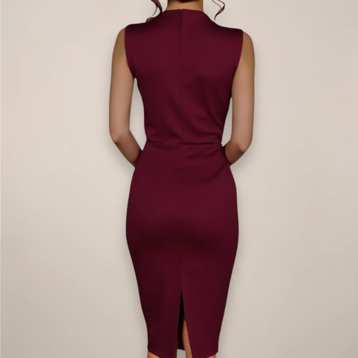 Women’s V-Neck Midi Dress - Chic Sheath Design for Work & Events