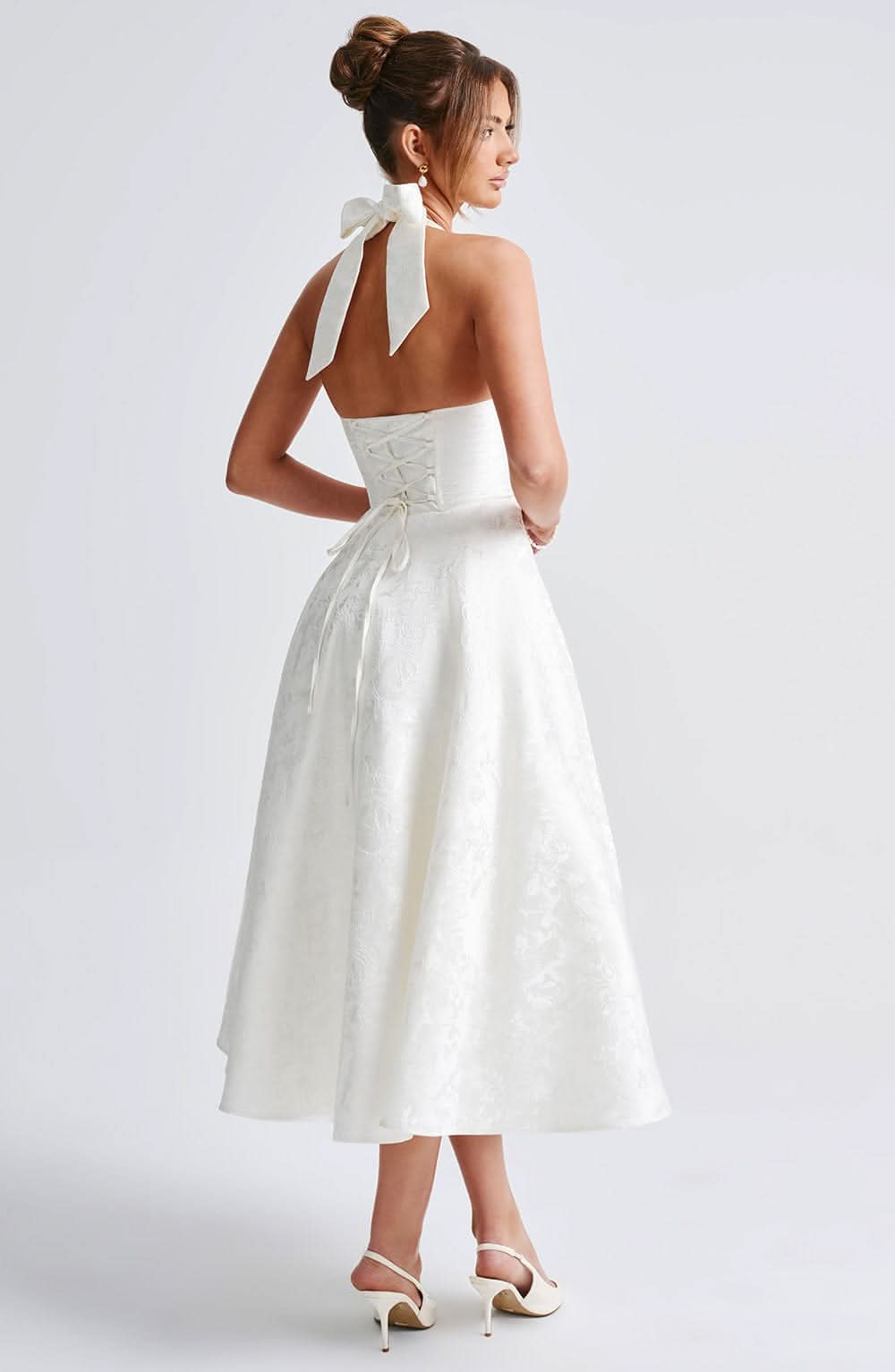 Women's Wedding Guest Occasion Midi Dress | Halter Neck & A-Line Occasion Style
