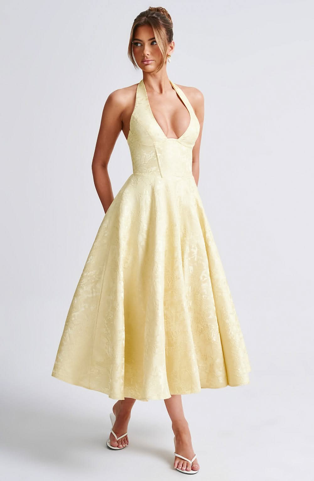 Women's Wedding Guest Occasion Midi Dress | Halter Neck & A-Line Occasion Style